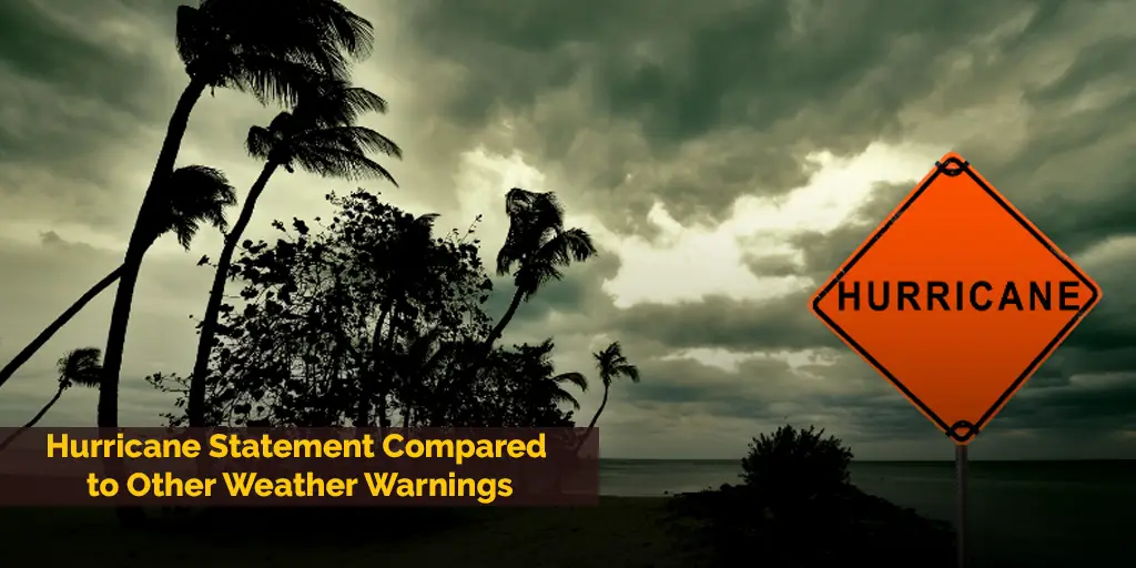 Hurricane Statement Compared to Other Weather Warnings